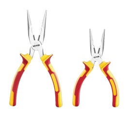 2-Piece Needle Nose Pliers, 8 in Long Needle Nose Plier and 6 in Small Needle Nose Plier, 45 Steel and TPR Handlecolor: Yellow
