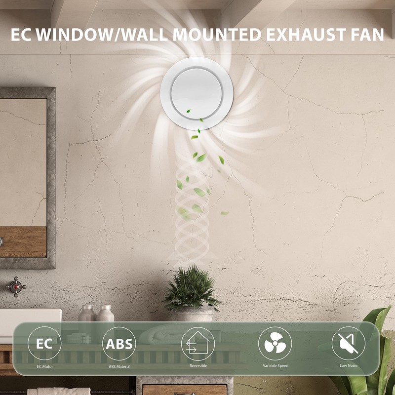 KCVENTSAIR 6 Inch Bathroom Ventilation Fan Circle with Reversible Airflow