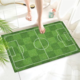COSHARKLY Soccer Field Area Bath Mat,Bathroom Rug,Shower Mats for Bathtub Shower Room Sinks,Non-Slip Floor Mats Soft Doormats for Home Decor 17x30 Inch