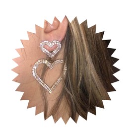 Inateannal Vintage Rhinestone Heart Drop Earrings Crystal Love Heart Earrings Large Hollow Heart Dangle Earrings Gold CZ Heart Stud Earrings Jewellery for Women and Girls, Zinc, No Gemstone