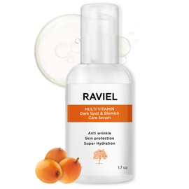 RAVIEL Multi Vitamin Dark Spot Blemish Care Face Serum 1.7 fl oz for Dry, Sensitive, Combination Skin, Snail Secretion Filtrate, 7 Hyaluronic Acid, Anti Wrinkle, Anti Aging, Dark Spot Remover