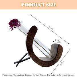 KHGUZ Car Air Vent Flower Vase Clip, Mini Cute Vehicle Air Outlet Vase Wooden Stand Plant Holder with Glass Tube, Removable Automotive Interior Vent Decorative Accessories, Universal Fit