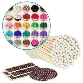 4" Matches in Color of Your Choice (100 Count, Striking Stickers Included) | Decorative Unique & Fun for Your Home, Gifts, Accessories & Events | Premium Long Wood Safety Matches by Thankful Greetings