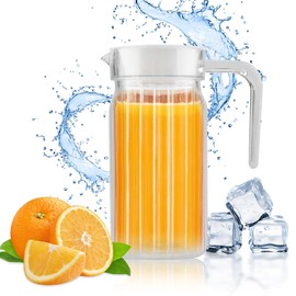 Juice Jug, Water Jug with Lid, Carafe with Lid, Water Jug, Water Jug, Fridge Jug, Acrylic Transparent Juice Bottles, Water, Ice, Cold Juice Jug, Ice Water Jug for Drinks & Wine