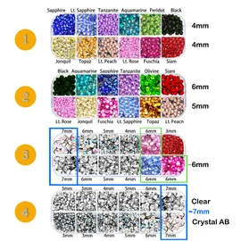 esseelove Bedazzler Kit with Rhinestones, Hotfix Applicator, DIY Hot Fix Rhinestone Setter, Hot Fixed Bedazzling Kit, 4380 Pcs, Crystal AB, Clear, 14 Colors, Box Set
