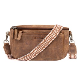 STILORD 'Iowa' Crossbody Bag for Women Fanny Pack Large Bum Bag Sling Bag Casual Festival Vintage Boho Look, Colour:Sepia - Brown Plain