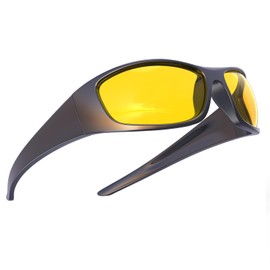 Bloomoak Night Driving Glasses, Wrap Around for Side Shields Provide Maximum UV and Glare Protection to Keep out Wind and Dust for Running/Cycling