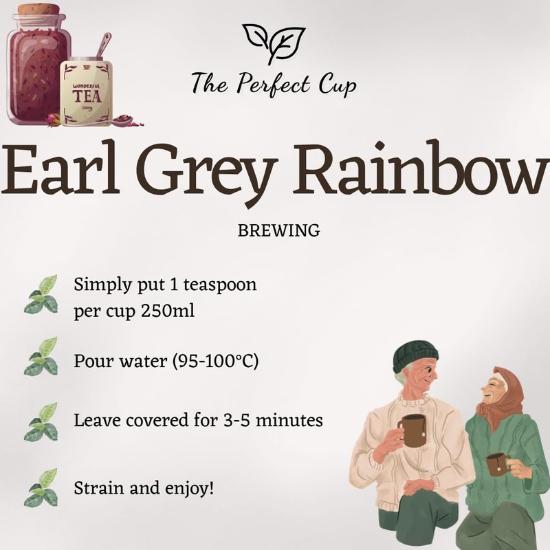 Earl Grey Rainbow Loose Leaf Tea, Bergamot Oil, Resealable Pouch