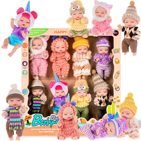 ebuddy 8 Pack Mini Baby Dolls - 4 inch Animal