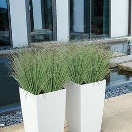 Betylifoy Artificial Grass Plants Outdoor 20 Bundles Fake Wheat Grass UV Resistant Faux Shrubs Bushes Plant Light Green Onion Grass Artificial Greenery Tall Stems for Indoor Outdoor Office Home Decor