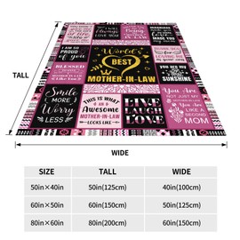 Mother in Law Gifts, Mother-in-Law Birthday Gifts 50x60 Inch Cozy Flannel Mother in Law Throw Blanket Mothers Day Christmas Birthday Gifts for Mother in Law from Daughter in Law