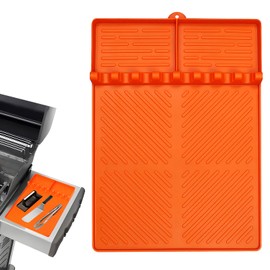 Silicone Griddle Tools Mat for Blackstone,Silicone Side Shelf Griddle Tools Spatula Mat for Outdoor Grill,Reusable Blackstone Griddle Accessories (Orange)