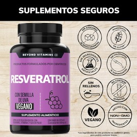 Trans-Resveratrol 1160mg Alta Potencia con Pimienta Negra, Vitamina C, Semilla de Uva y Acai | Fórmula Vegana con Polifenoles Antioxidantes | 180 Cápsulas para Apoyo Cardiovascular y Envejecimiento Saludable
