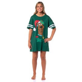 INTIMO Scooby-Doo Women's Christmas Be Merry Nightgown Pajama Shirt Dress For Adults (Scooby-Doo Christmas, XXX-Large)