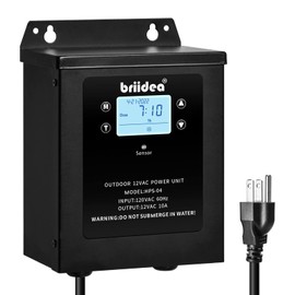 Low Voltage Transformer, Briidea 120W 120V AC to 12V AC Landscape Lighting Transformer with Built in Astronomical Timer and Dusk-to-Dawn Timer, Ideal for Spotlight Pathway Light