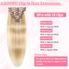 Clip in Hair Extensions Real Human Hair, Seamless Balayage Human