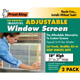 Frost King 2AWS1837 WB Marvin Adjustable Window Screen, 18in High x Fits 21-37in Wide (2 Pack), Natural