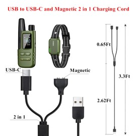 Defydayer UL Listed Fast Charger for Jugbow Training Collar-USB Power Adapter,Dog Shock Collar Charger Cord Replacement-3.3ft USB to USB-C and Magnetic Charging Cable
