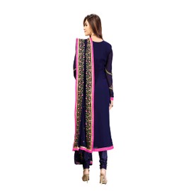 Nivah Fashion Women's Georgette Embroidery Salwar Suit (US.G44-Blue-S)