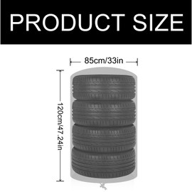 Gurxi 1 x Tyre Bag Tyre Protective Cover Universal Tyre Cover 85 cm x H 120 cm Large Tyre Cover Waterproof Dustproof Tyre Protective Cover with Zip for Four Tyres (Black)