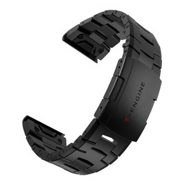 T-ENGINE Titanium Steel Watch Band Compatible with Fenix 7X/6X/5X Plus, 26mm Titanium Metal Quick Release Easy Fit Watch Strap Compatible for Garmin Fenix 7X Pro/6X Pro/5X Plus/Enduro 2/tactix 7 Bands, Black