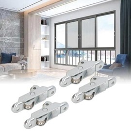Wheel Roller Pulley with Slot, Stainless Steel Sliding Door Window, Self-Adjusting Function for Horizontal Movement - Quantity: 4 pulleys + screws