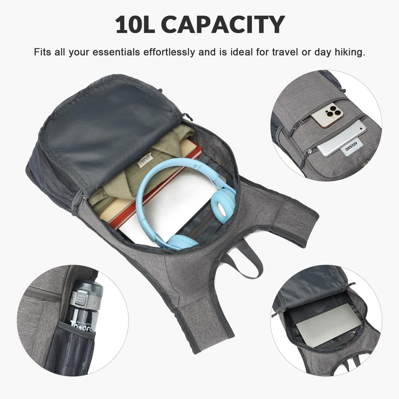 Arvano Hiking Backpack Lightweight Foldable Backpack 10L Small Rucksack for