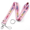 I Just Work Pink Print Lanyard with Keychain for Fans