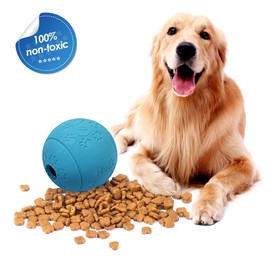 Voyage Hundespielzeug Ball Naturkautschuk | Robuster Natur-Gummi Hundeball, ø 7cm mit Dental-Zahnpflege-Funktion mit Noppen und Loch für Leckerli. (Snackball-Blau-8cm) 1