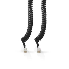 Nedis Telephone cable | RJ10 plug | RJ10 plug | 5.00 m | Cable design: Rolled up | Cable type: RJ10 | Black