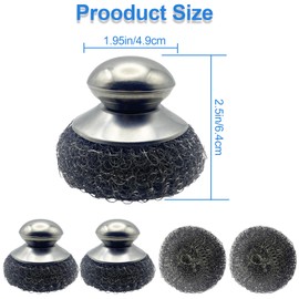 2pcs Stainless Steel Scrubber，2 Replacement Steel Scrubber Wool Pads for Cleaning Dishes, Pots, Iron Pots, Stoves, Barbecue Grills, Wash Sink，Heavy Duty Metal Scrubber for Efficient Cleaning
