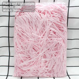 Cinvo 200 Grams Shredded Paper Shreds Confetti Raffia Tissue Paper Fine Cut Strands for Gift Box Decoration Packaging Filler Hamper Filling Stuffing Party Supplies Easter Holiday Decor(Pink)
