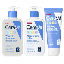 CeraVe Baby Bath Set, 8oz Wash & Shampoo + 8oz Moisturizing Lotion + 3oz Healing Ointment, Fragrance, Parabens, Phthalates, & Tear Free Baby Bath Essentials