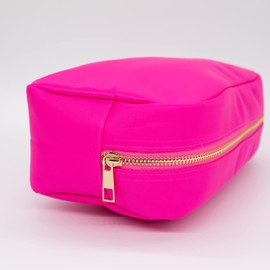 Phlox Collective Nylon Travel Pouch Makeup Bag (Hot Pink, Large)