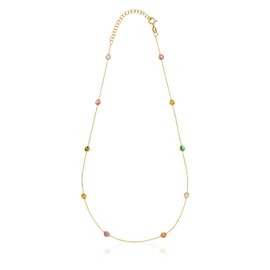 Aka Gioielli® - Women's Choker Gold-Plated Sterling Silver 925 with Multiple Coloured Stones, Delicate Station Necklace for Girls, Sterling Silver, Crystal