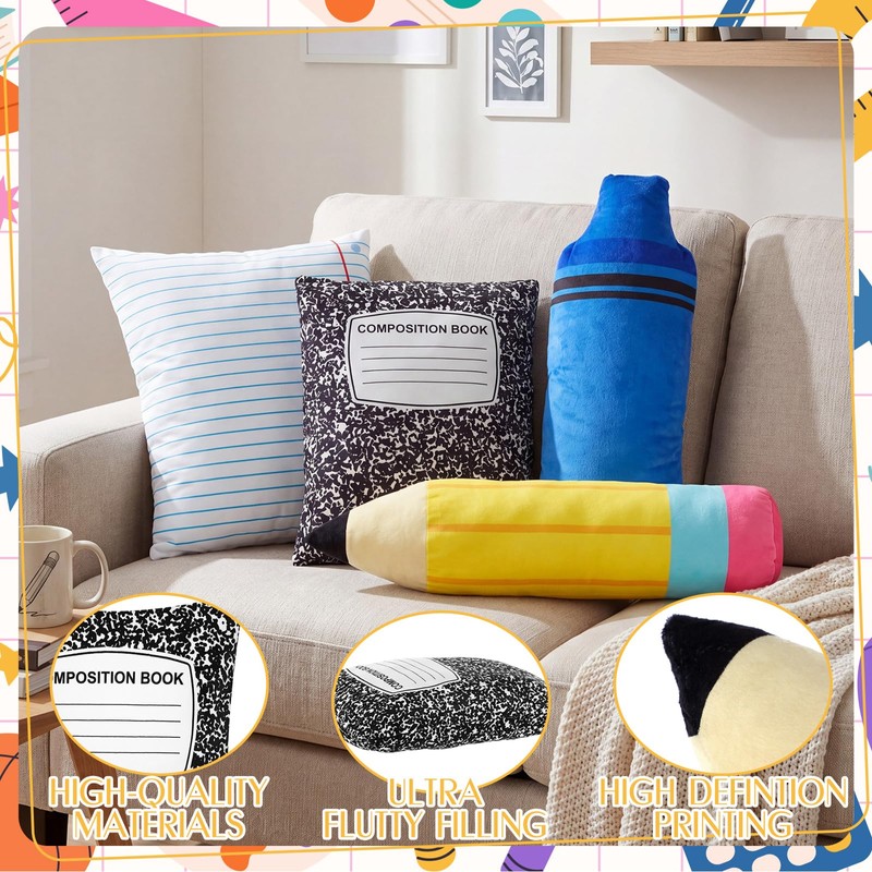 Peryiter 4 Pcs 16 Inch Back to School Throw Pillows