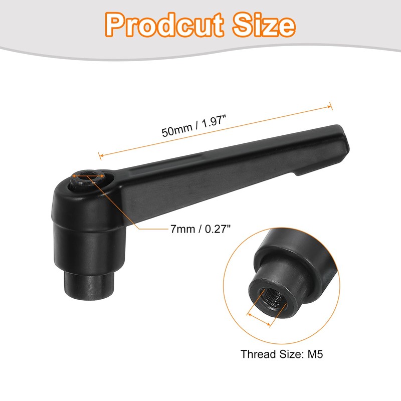 sourcing map 3Pcs M5 Adjustable Knobs Handle Female Thread Push