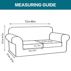 Turquoize 3 Piece Sofa Covers for 2 Cushion Couch Sofa Slipcover Soft Couch Cover for Dogs-Washable Sofa Furniture Covers with 2 Individual Cushion Covers Jacquard Fabric (2 Cushion Sofa, Taupe)