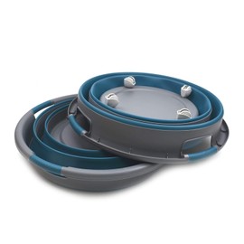 SAMMART 66L Set of 2 Collapsible Laundry Basket with wheels - Foldable Pop Up Storage Container/Organizer with wheels - Portable Washing Tub - Space Saving Hamper/Basket with wheels (2, Grey/Blue)