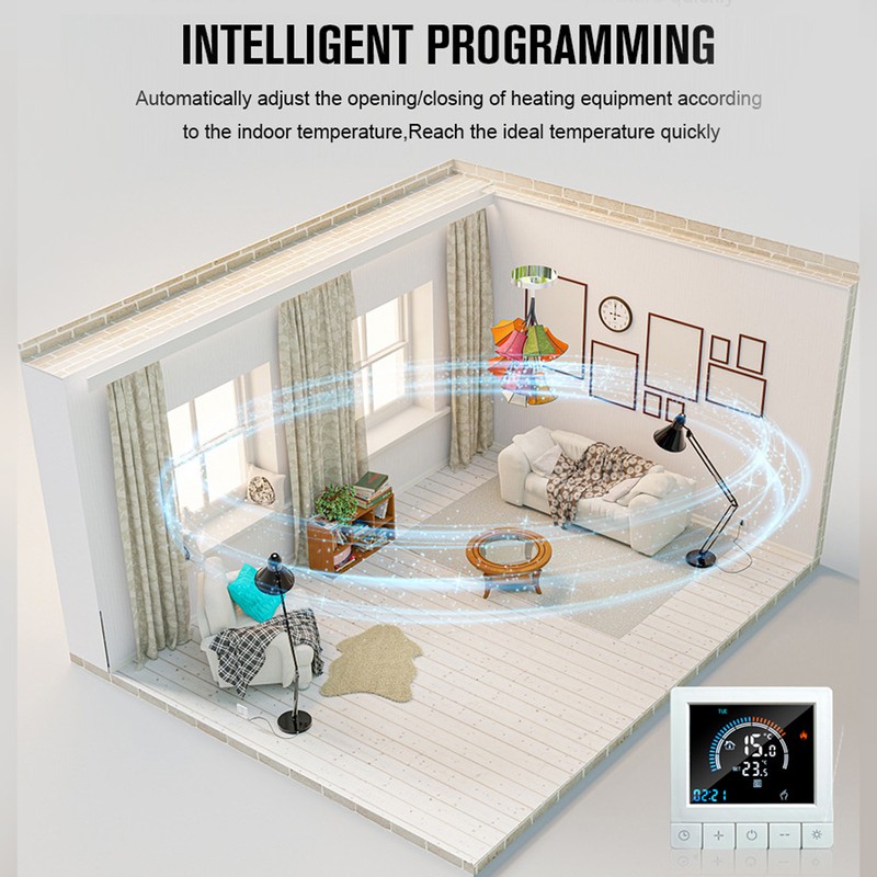 Floor Heating Thermostat LCD Display Touch Control Intelligent Timing Programmable