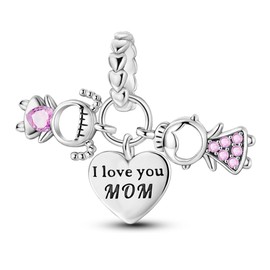 NARMO 925 Sterling Silver Dangle Charms for Mother's Day Family Charms for Bracelets