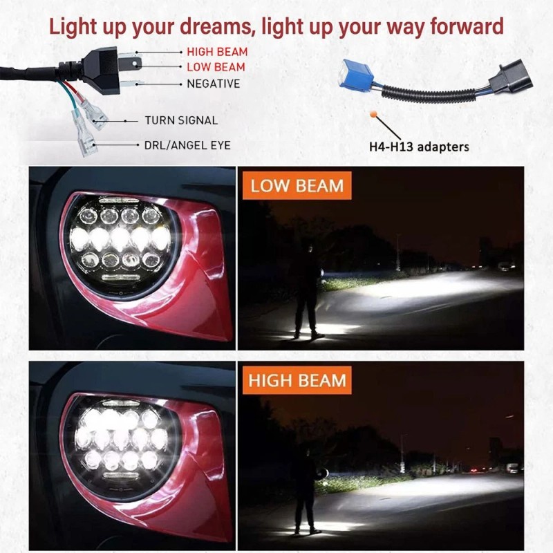 Nartoup for Freightliner Coronado 7inch Round LED Headlights + 4inch