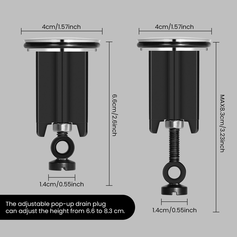40mm Pop Up Sink Plug Replacement, Adjustable Height Rust-Proof and
