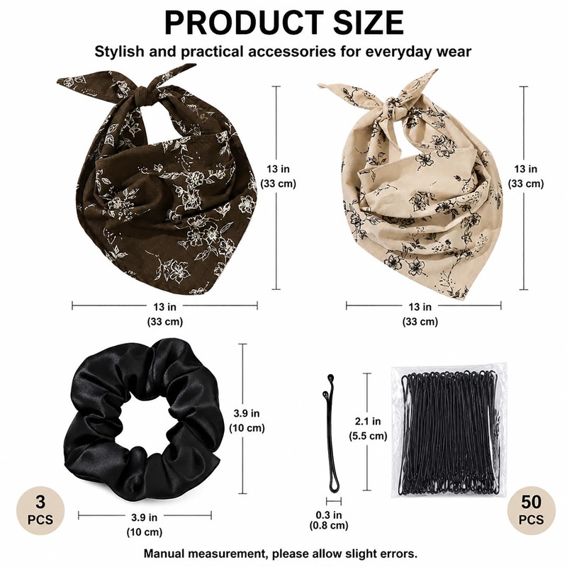 Head Scarf Hair Tie Set - Head Scarf - Silk