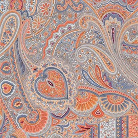 nora. CL1072-OX-B motif pattern paisley pattern chic modern modern cute unique pattern pattern fashionable cotton handmade cotton ox fabric for craft cotton made in Japan cut 23D (orange x blue