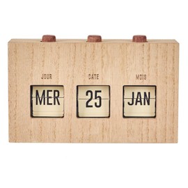 HOME DECO FACTORY, HD0094 Decorative Flip Flap Calendar in Raw Wood, Practical and Elegant Decorative Object, Ideal for Living Room or Office, Durable and Versatile, Size: 30 x 15 cm, Brown and Black