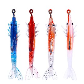 FOLANDO 5PCS Soft Shrimp Lure, Fishing Bait with Hooks Shrimp Fishing Lure artificial lures Shrimp for Bass Trout Walleye, Crappie Fishing Jigs 6cm/3g