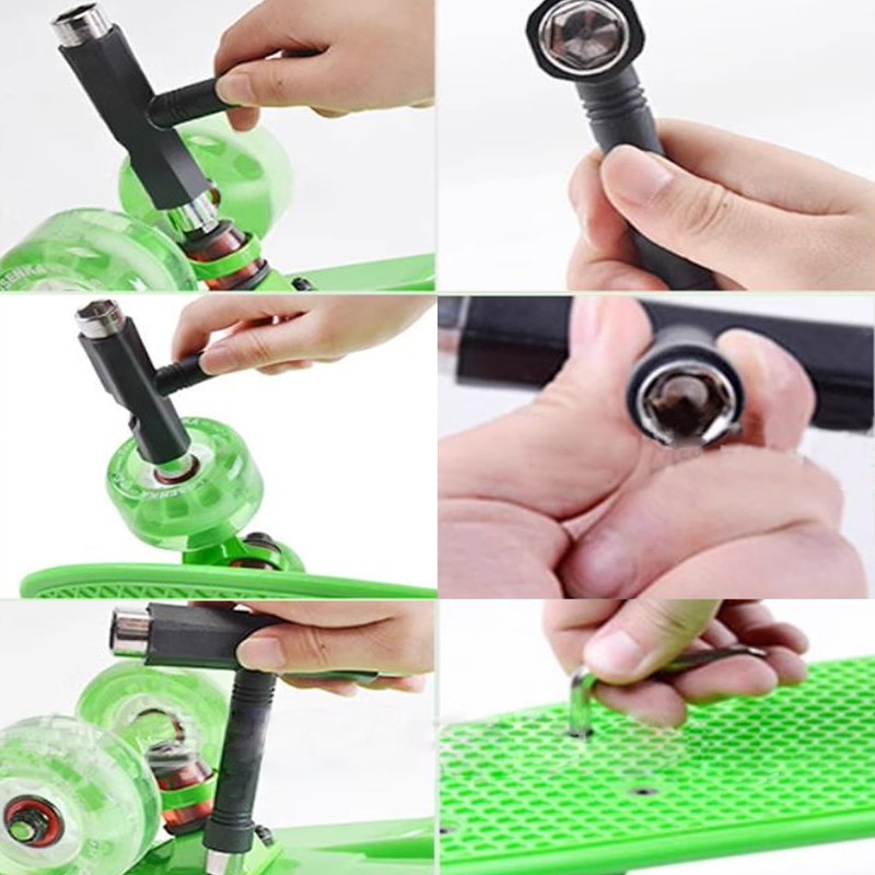 esahpss Black Muti-Function Portable Skateboard Tools，Skateboard Tool is 14,13,9.7mm with