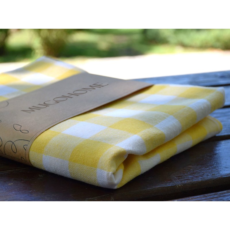 100% Cotton Fabric Gingham Table Cloth 140x160 Rectangular Natural Buffalo