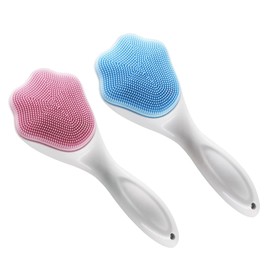 Cat Paw Silicone Face Scrubber, 2-Pack Manual Cleansing and Exfoliating Brush for Pore Care, Blackhead Removal, Gentle Skincare and Makeup Cleaning, Soft Bristles (Pink & Blue)